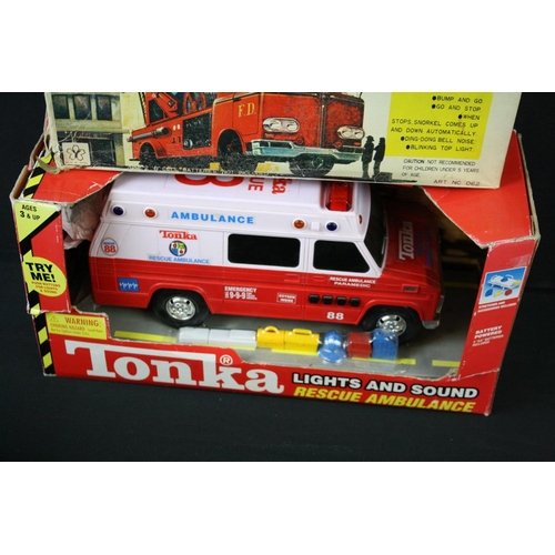 401 - Three boxed emergency service vehicles to include Clifford Series plastic Fire Engine, tinplate Marv... 