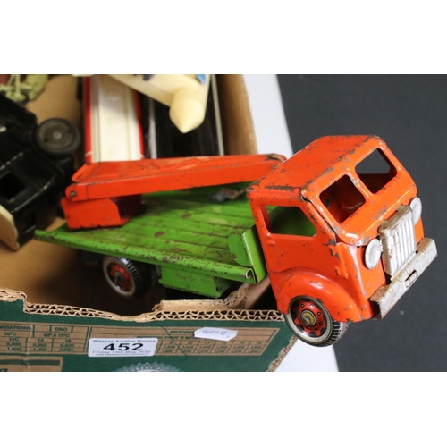 452 - Group of diecast, plastic and tin plate models to include Triang, Zylmex, Majorette etc (two boxes)