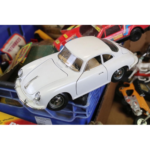 452 - Group of diecast, plastic and tin plate models to include Triang, Zylmex, Majorette etc (two boxes)