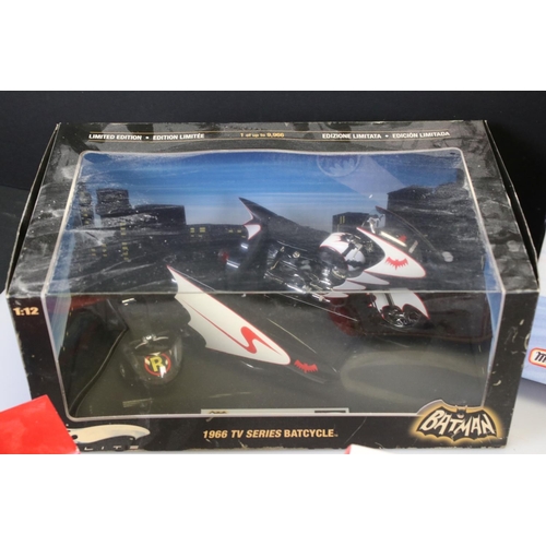 453 - 16 Boxed diecast models to include ltd edn 1:12 Mattel Hot Wheels Batman 1966 TV Series Batcycle, Ho... 