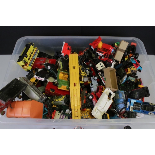 454 - Quantity of play worn diecast & plastic models to include Corgi, Burago, Dinky etc, condition varies