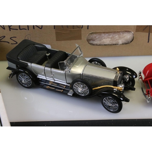 455 - 13 Franklin Mint 1:24 diecast models to include 1907 RR The Silver Ghost, 1938 Jaguar SS100, 1948 MG... 