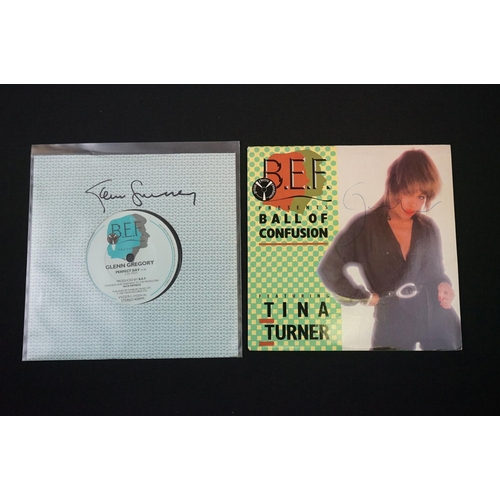 124 - Vinyl & Autographs - 9 Synth singles and 1 Box Set to include B.E.F. (2 signed by Glen Gregory) and ... 