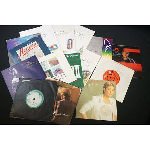 150 - Vinyl & Autographs - Over 30 singles signed by Chris Rea.  From the estate of the late Julia Trangma... 