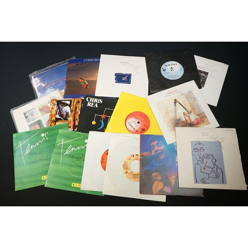 150 - Vinyl & Autographs - Over 30 singles signed by Chris Rea.  From the estate of the late Julia Trangma... 