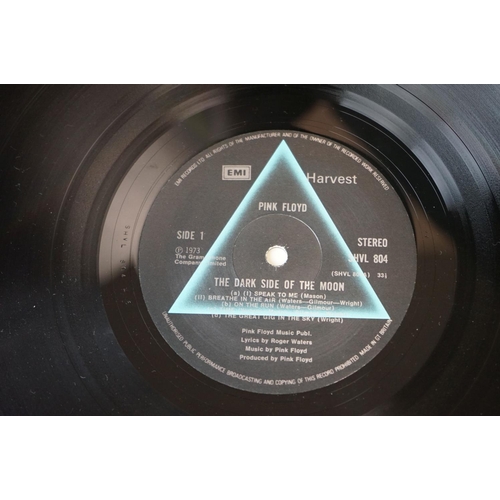 51 - Vinyl - Pink Floyd two copies of Dark Side Of The Moon (SHVL 804).  Both have stickered sleeves, one... 