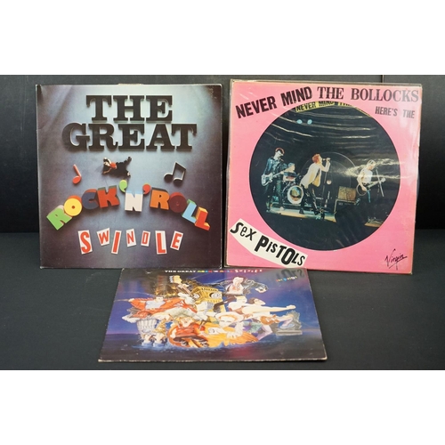 380 - Vinyl - 3 Sex Pistols LP's to include The Great Rock N Roll Swindle (VD 2510) paper insert, gatefold... 