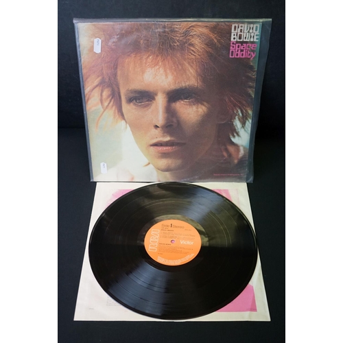 392 - Vinyl - 2 David Bowie LP's to include Space Oddity (LSP 4813) orange RCA label, Victor to right, lyr... 