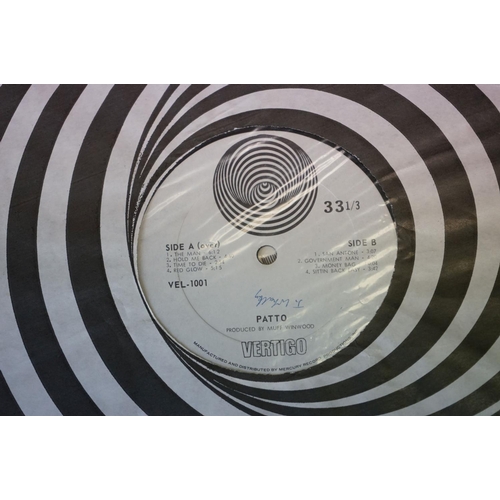 406 - Vinyl - Patto self titled on Vertigo VEL 1001.  US pressing with large swirl label and swirl inner. ... 