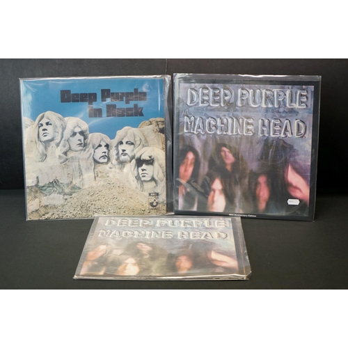 409 - Vinyl - 3 Deep Purple LP's to include In Rock (SHVL 777) Stereo, no EMI to label, and two copies of ... 