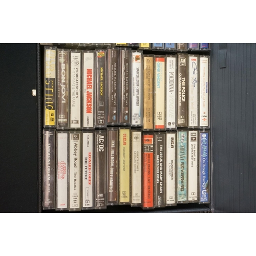 456 - Cassettes - Two cases containing around 90 cassette tapes featuring The Beatles, David Bowie, Miles ... 