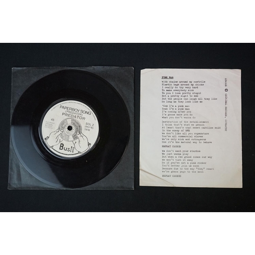 499 - Vinyl - Predator Punk Man / Paperboy Song on Criminal Records (SOL 1/2).  Complete with lyric sheet ... 