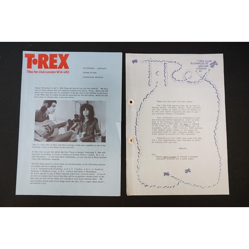 555 - Memorabilia - Collection of 70's T-Rex memorabilia from the official fan club including a welcome le... 