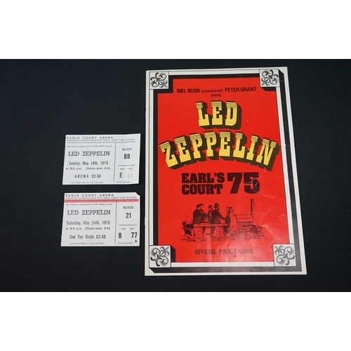 573 - Memorabilia - Led Zeppelin 1975 original Concert programme for Earl Court + 2 tickets for the 18th o... 