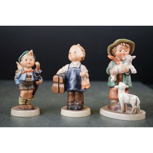 55 - Fifteen Goebel Hummel Figures including Shepherd's Boy 14cm high, Serenade, Doctor, Boots, Home from... 