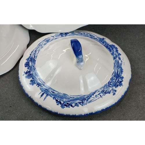 61 - Pair of Royal Doulton Norfolk pattern fruit bowls, approx. 24cm diameter & a pair of tureen lids