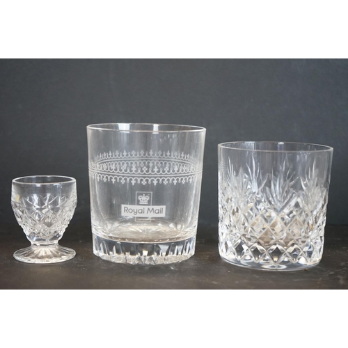 42 - Collection of crystal cut glass to include 2 sets of 6 wine glasses with knop stems, 8 tumblers, 6 w... 