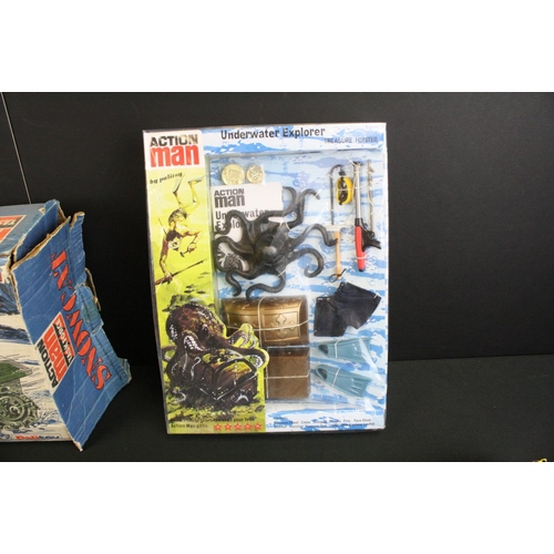 374 - Action Man - Five original figures with various reproduction boxes, plus a boxed AM Palitoy Task For... 