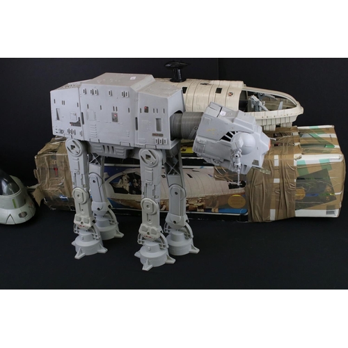 364 - Star Wars - Four original vehicles to include AT-AT, Slave I, Millennium Falcon & boxed Rebel Transp... 