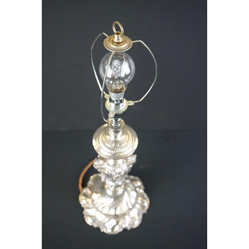 340 - WMF Silver Plated Table Lamp of Rococo form, stamped to base, overall height 53cm