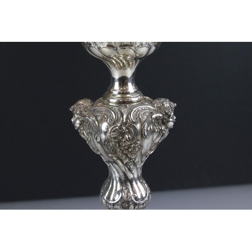 340 - WMF Silver Plated Table Lamp of Rococo form, stamped to base, overall height 53cm