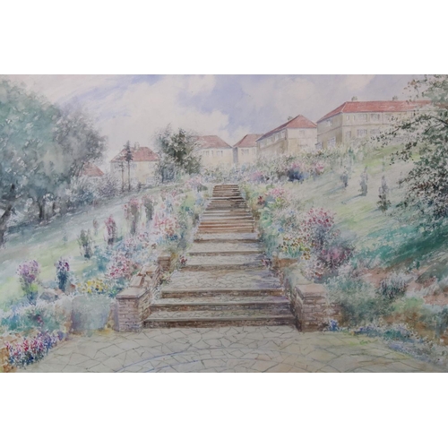 452 - Herbert John Finn (British 1860 - 1942) Large Garden Scene Watercolour, signed lower right and dated... 