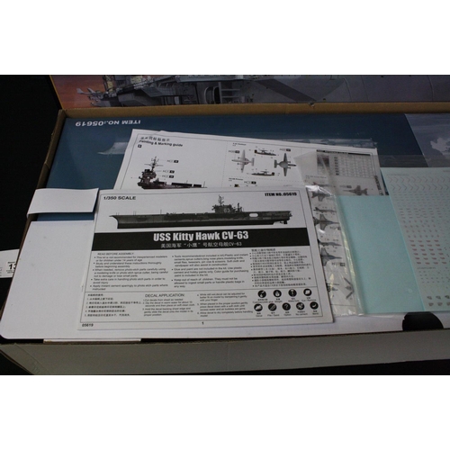 1329 - Boxed Trumpeter 1/350 05619 USS Kitty Hawk CV-63 plastic model kit, unbuilt, complete and excellent