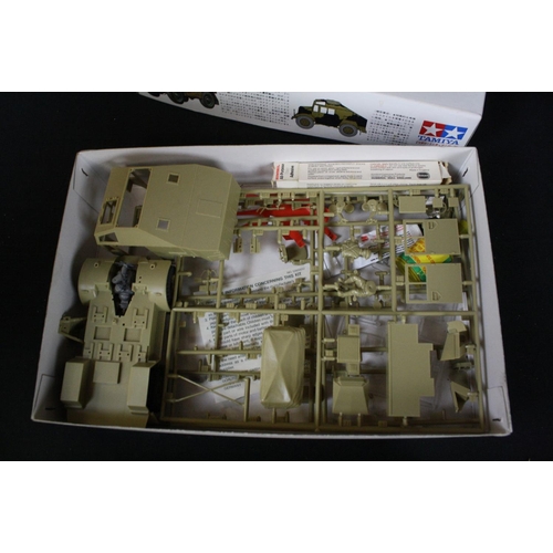 1339 - Four plastic / wooden model kits to include Ray Typhoon Solid Balsa Wood kit, Tamiya 1/35 Quad Gun T... 