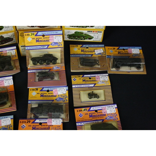 1346 - 16 boxed / carded Roco HO Minitanks plus 11 x boxed Airfix plastic military models, features duplica... 