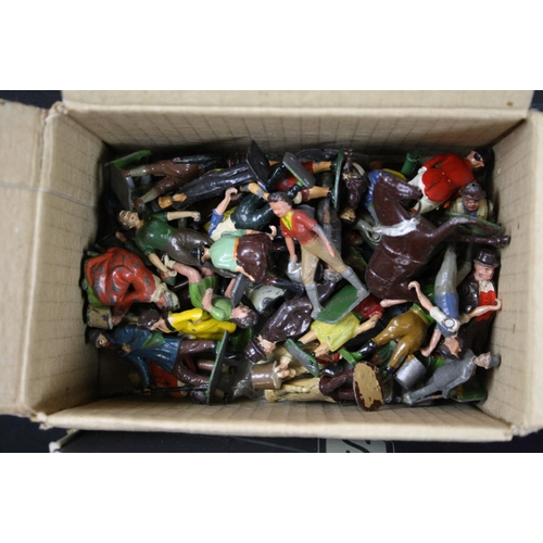 1350 - Large collection of mid 20th C metal farming figures, animals and accessories, mainly Britains examp... 