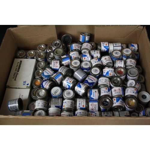 1358 - Ex shop stock - Around 250 various Humbrol Enamel modellers paints plus around 180 various paint bru... 