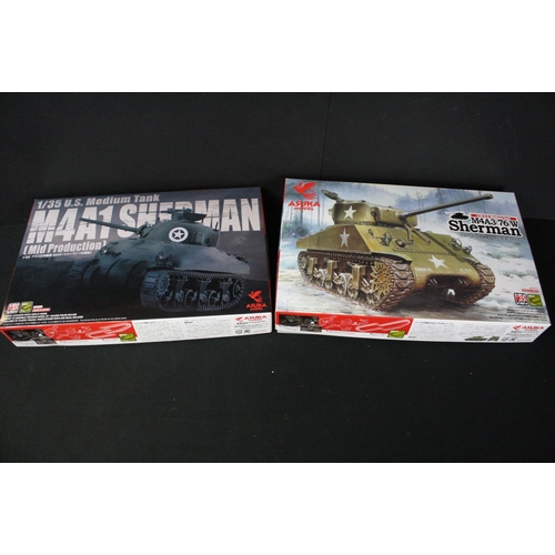 1363 - Ex shop stock - 10 Boxed Asuka Model 1/35 plastic model kits to include 2 x 35-040 5700 Thunderbolt ... 