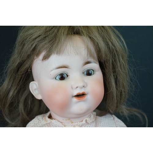 173 - Two Armand Marseille bisque headed dolls to include sleeping brown eyes, teeth, loose wig, gd overal... 