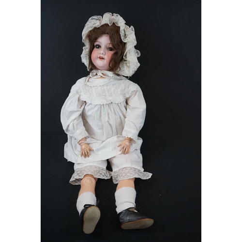 173 - Two Armand Marseille bisque headed dolls to include sleeping brown eyes, teeth, loose wig, gd overal... 