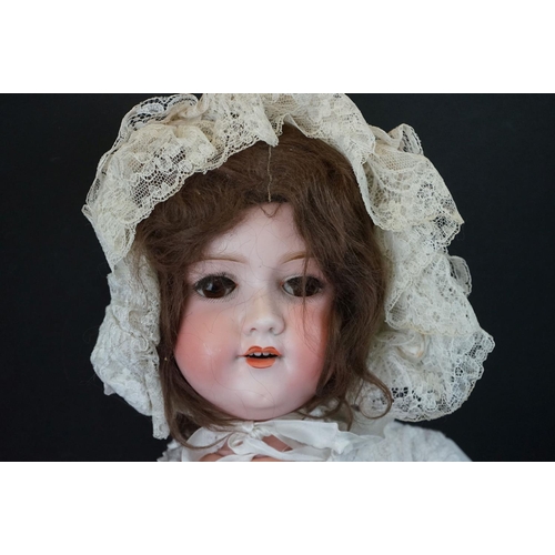 173 - Two Armand Marseille bisque headed dolls to include sleeping brown eyes, teeth, loose wig, gd overal... 