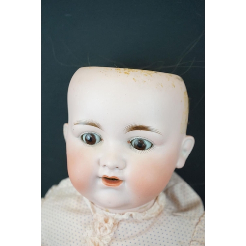 173 - Two Armand Marseille bisque headed dolls to include sleeping brown eyes, teeth, loose wig, gd overal... 