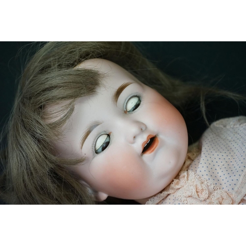 173 - Two Armand Marseille bisque headed dolls to include sleeping brown eyes, teeth, loose wig, gd overal... 