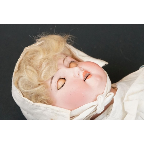 176 - Armand Marseille WWI Nurse doll marked 1.2//0M to back of neck, sleeping brown glass eyes, gd finger... 