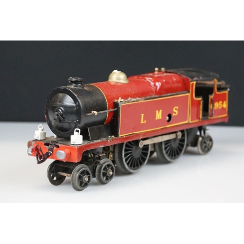 119 - Two Hornby O gauge locomotives to include 4-4-2 LMS 6954 in red and 0-4-0 1924 LMS in maroon with te... 