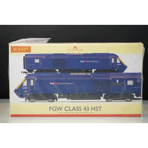 24 - Ex shop stock - Boxed Hornby OO gauge DCC Ready R3958 FGW Class 43 HST Train Pack plus 5 x Hornby OO... 