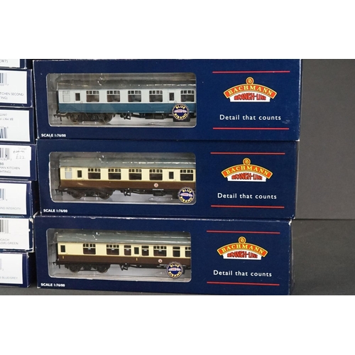 52 - 25 Boxed Bachmann OO gauge items of Blue Riband rolling stock to include 39103 BR Mk Restaurant Car ... 