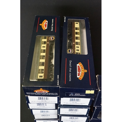 52 - 25 Boxed Bachmann OO gauge items of Blue Riband rolling stock to include 39103 BR Mk Restaurant Car ... 