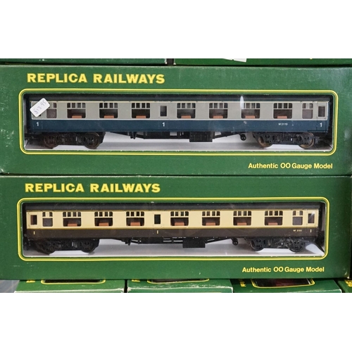 54 - 31 Boxed Replica Railways OO gauge items of rolling stock to include 12168 BR Blue Newspapers, 15001... 