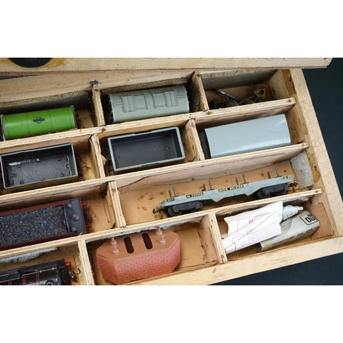 138 - Collection of Hornby Dublo model railway contained within a custom 4 drawer chest to include Duchess... 