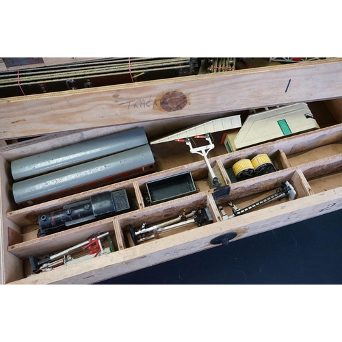 138 - Collection of Hornby Dublo model railway contained within a custom 4 drawer chest to include Duchess... 