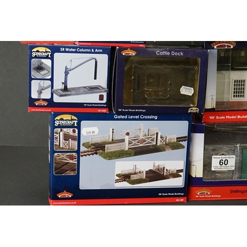 60 - Around 40 Bachmann Scenecraft OO gauge model railway trackside buildings and accessories to include ... 