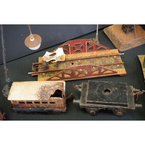 76 - Quantity of heavily play worn/rusted Hornby O gauge model railway to include George The Fifth locomo... 