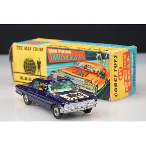 1044 - Two boxed Corgi TV related diecast models to include 497 The Man From UNCLE Thrush-Buster (no Waverl... 