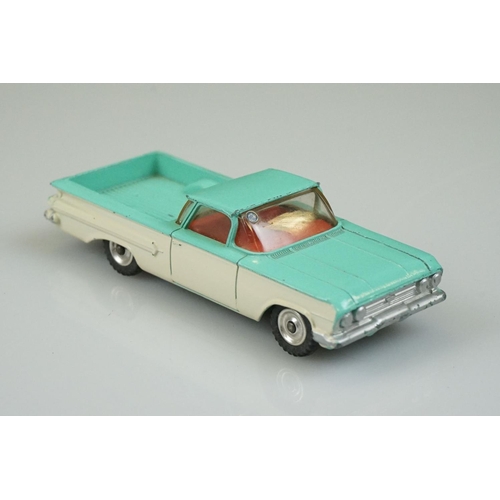 1049 - Boxed Dinky 449 Chevrolet El Camino Pick Up Truck diecast model in turquoise/off white with red inte... 