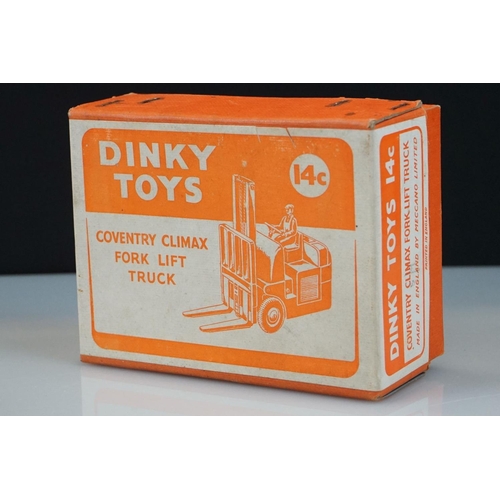 1055 - Three boxed Dinky diecast models to include 14C Coventry Climax Fork Lift Truck with orange main bod... 